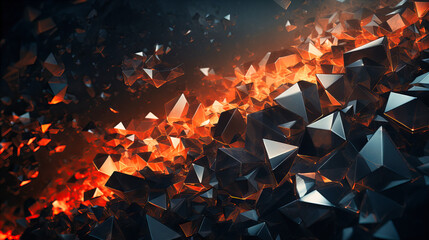 A cascade of angular shards, resembling crystalline formations in abstract geometry - obrazy, fototapety, plakaty