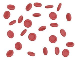3D Rendering Blood cells Falling transparent