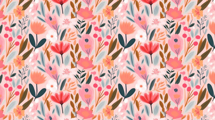 seamless modern colorful floral pattern