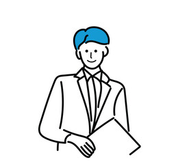 会議資料を運ぶスーツを着たビジネスマンのイラスト素材