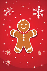gingerbread man red christmas sweet homemade cookie holiday background food santa decoration. Generative AI.