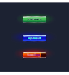 three buttons download,uploud,loading