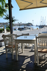 table and chairs on the port