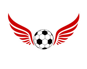 Soccer ball with spread wings vector