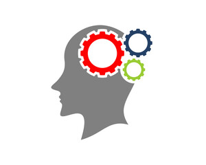 Human head with gears inside vector