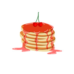 stack of pancakes with cherry