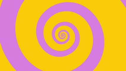 Animation of purple bars rotating on a yellow background.