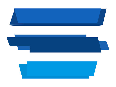 Set of blue banner or headline signs isolated on white background vector illustration.