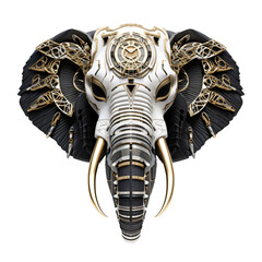 steam punk elephant head isolated on transparent background