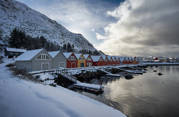 Alnes in a winter wonderland, Godøy, Ålesund, Norway - obrazy, fototapety, plakaty