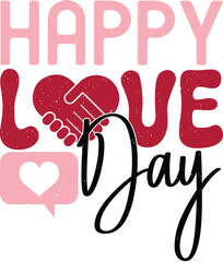 Happy Valentine's Day Mom Love Sublimation Print Design Graphics.  Heart Red Bold Wavy Typography For Printing on Clothing and Fashion Apparels.