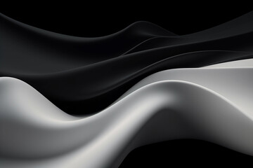 Abstract black and white background with waves