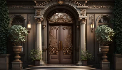 Fotobehang Luxury palace front door with marble pillars and arch © Csaba