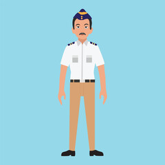 Mumbai Traffic police vector on the plane background.