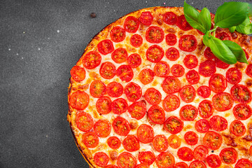 pizza fresh tomato Pizza Margherita ready to eat healthy appetizer meal food snack on the table copy space