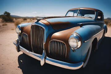 Obraz premium Classic Auto Lost in the Desert Sands. Generative ai