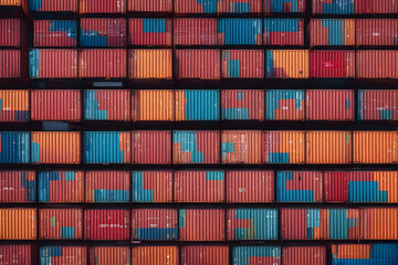 Obraz premium Container Cargo freight ship for Logistic Import Export background and texture. Generative ai