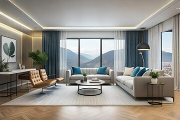 Fototapeta premium modern living room with sofa picture poster generated by AI tool