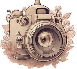 Camera in floral style vector
