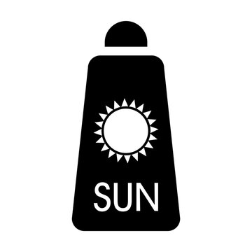 recommend clip art: Black silhouette of tube of sunscreen isolated on white. UV protection cartoon illustration. Summer, beach holidays concept. Simple black and white vector