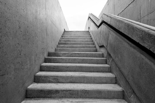 black and white concrete stairs