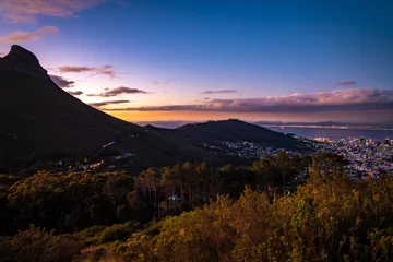 Deurstickers View of Lion's head from Kloof Corner hike at sunset in Cape Town, Western Cape, South Africa © pierrick
