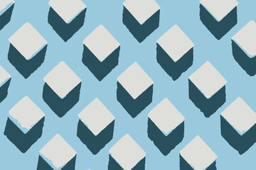 Pattern of sugar cubes on white background