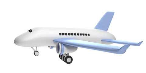 3d illustration 3d airplane landing on transparent background for travel and transportation 