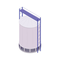 Free vector isometric grain elevator set of isolated icons with silos pits separators factory units on blank background