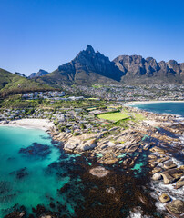 Fototapeta na wymiar Aerial view of Clifton beach in Cape Town, Western Cape, South Africa