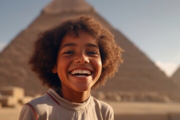 Medium shot portrait photography of a happy kid female winking wearing a sporty polo shirt in front...