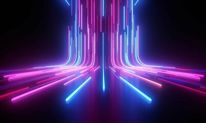 3d render, abstract pink blue neon background. Futuristic wallpaper, Generative AI