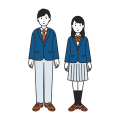男女の学生の全身イラスト