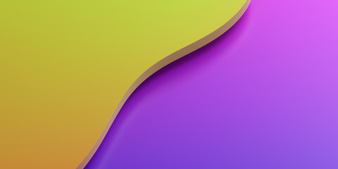 Abstract 3d rendered yellow and purple background, minimalist design