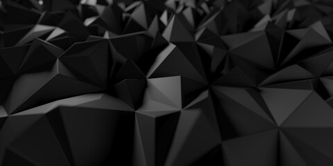Fototapeta premium Dark triangle poligon background. Geometric shapes. Lines, triangles