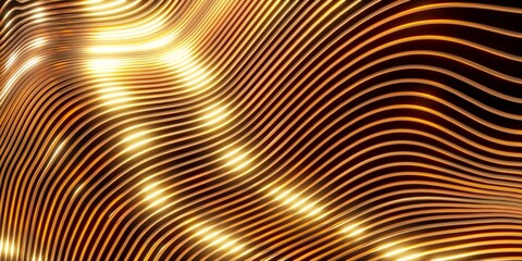 Abstract striped glossy gold background. Wave Pattern