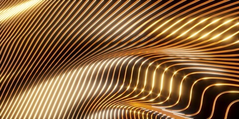 Abstract gold background. Wavy deformed stripes