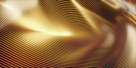 Abstract gold background. Wavy deformed stripes