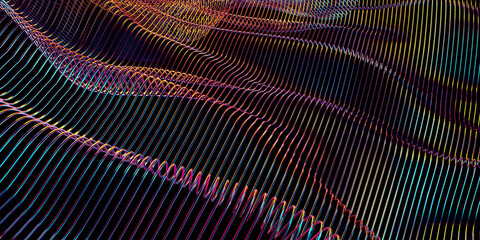 Multicolored wavy lines background. Creative poster