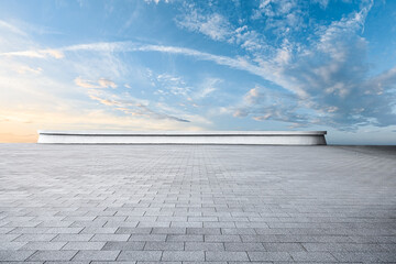 Empty square floor and sky cloudscape