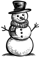 Snowman Woodcut Style