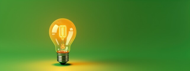 Illustration of light bulb on green background, concept of ideas and startup. Generative AI