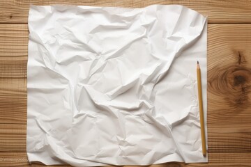 Obraz premium Pencil and paper on the wooden background, concept of ideas and startup. Generative AI