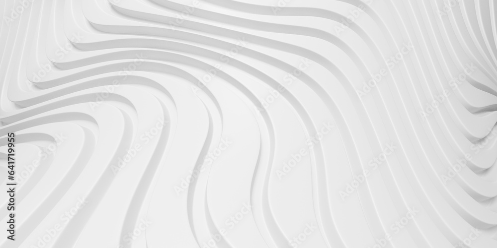 Wall mural white abstract background with waves. stripe lines pattern