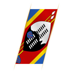 Swaziland flag in the form of a banner with waving effect and shadow.