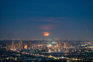 Fototapeta na wymiar 2023 super blue moon night city
