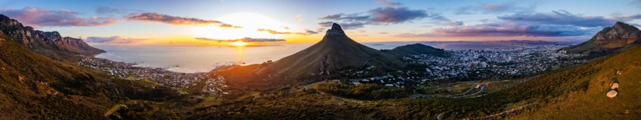 Foto op Canvas Aerial view of Kloof Corner hike at sunset in Cape Town, western Cape, South Africa © pierrick
