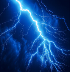 Blue lightning bolt on a blue background, electric fantasy sky.