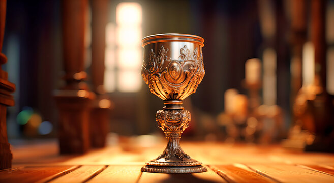 Capture the essence of elegance as a goblet graces a wooden table, an embodiment of refined taste and simple beauty