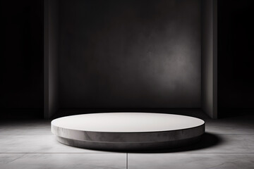 A luxurious scene showcasing a round empty platform in a palazzo setting, exuding a sense of minimalistic elegance. Palazzo Elegance. Luxurious Empty Platform